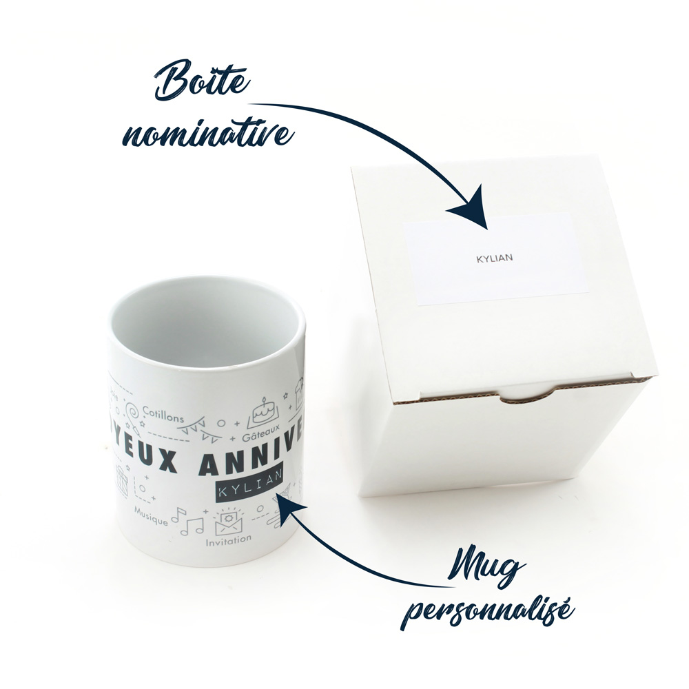 Birtday pack mug nominatif et boite personnalisé