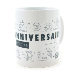 Mug anniversaire céramique personnalisé nominatif